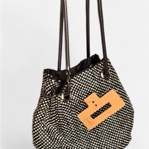 Black Rhinestone Drawstring Shoulder Bag - Picture 4 of 8